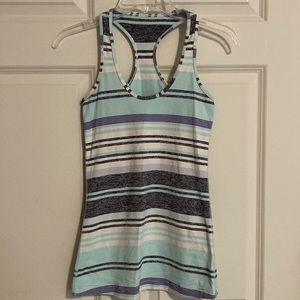 Lululemon light blue, grey and white tank size 4